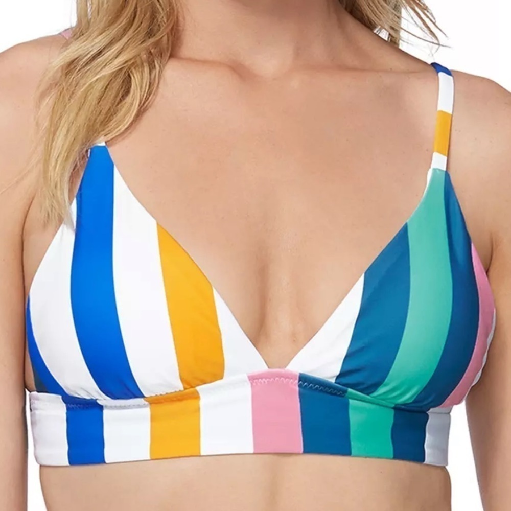 RAISINS Beach Please Anya Striped Bikini Swim Top, US Large